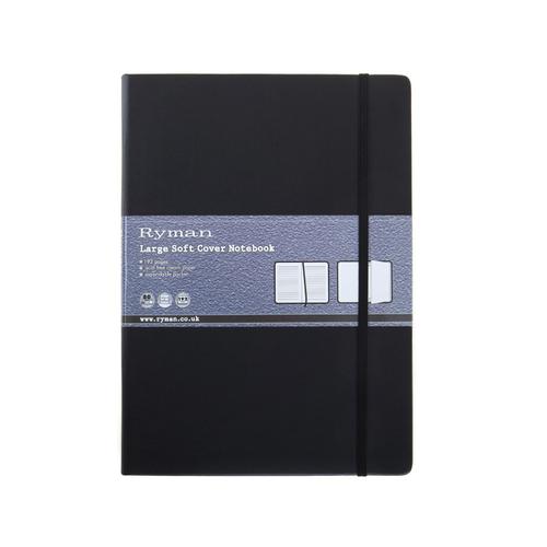 Ryman Large Soft Cover Notebook Ruled with 192 Pages in Black