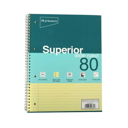 Ryman Superior Wiro Refill Pad A4 Ruled Sheets in Yellow
