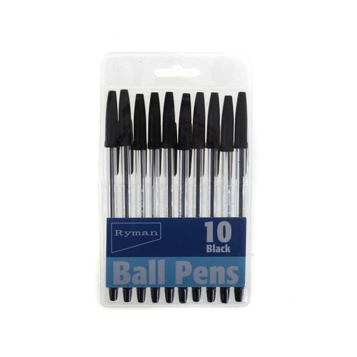 Ryman Ball Point Pens in Black Pack of 10