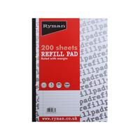 Ryman Refill Pad 200 Sheets in A4 Ruled with Margins