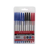 Ryman Ball Point Pens in Assorted Colours Pack of 10
