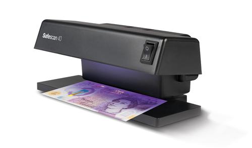 Every modern banknote has integrated UV security features that only show up under ultraviolet light at a certain frequency. The Safescan 40 is designed specifically to help you verify these features and identify potentially counterfeit banknotes.The Safescan 40 not only reveals the integrated UV security features in modern banknotes; it also instantly illuminates the UV security features built into today’s credit cards, passports and other ID documents, as well as UV ink applied to protect valuable items from theft or confirm event admission.The Safescan 40’s compact size makes it easy to place right beside your cash register for easy visual banknote verification.