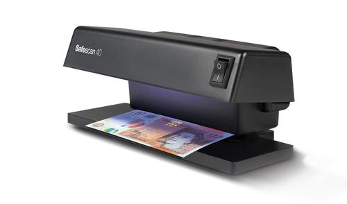 Every modern banknote has integrated UV security features that only show up under ultraviolet light at a certain frequency. The Safescan 40 is designed specifically to help you verify these features and identify potentially counterfeit banknotes.The Safescan 40 not only reveals the integrated UV security features in modern banknotes; it also instantly illuminates the UV security features built into today’s credit cards, passports and other ID documents, as well as UV ink applied to protect valuable items from theft or confirm event admission.The Safescan 40’s compact size makes it easy to place right beside your cash register for easy visual banknote verification.