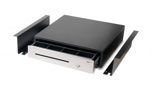62350SF | Use the two sturdy metal brackets and included steel screws to secure your LD-, SD- or HD-4141 cash drawer beneath your POS counter, where no one can see it. The included spacers ensure stable, secure mounting that won’t scratch the finish on your 4141 drawer.