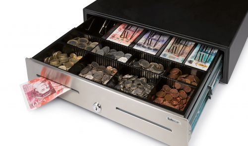 28065J - Safescan HD-4646S Heavy Duty Cash Drawer with 8 Coin and 4 Note Trays