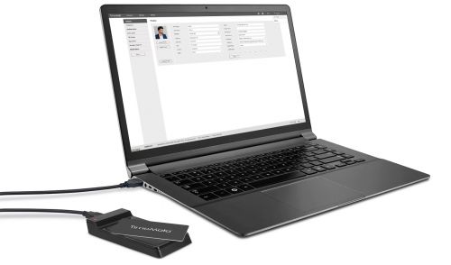 63260SF | TimeMoto's portable USB RFID reader enables you to register a new RFID card right at your PC, instead of at a time clock terminal. Just open your TimeMoto PC software, register the new card and assign it to the desired employee—all without leaving your desk. Within minutes, your employee can use his or her new RFID card to clock in and out at any terminal within your network, even at remote locations.