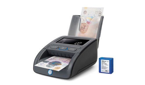 53017SF | The Safescan 155-S Bundle with Safescan LB-105 battery and Safescan RS-100 stacker and can verify, count and collect your banknotes wherever you need.Protect your business and simplify your administration wherever you are. Save time and money with the complete Safescan 155-S bundle. The Safescan 155-S can verify, count and collect your banknotes whenever and  wherever you need, thanks to the included Safescan LB-105 battery and Safescan RS-100 banknote stacker. Making your banknote verification, counting and administration process easier and more flexible than ever before.