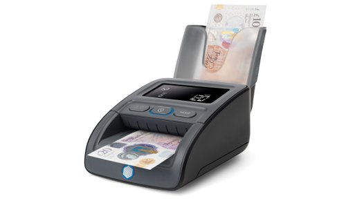 SSC33759 | Secure your case operations and protect your business against counterfeits with the Safescan 155-S Automatic Counterfeit Detector. In less than half a second your banknotes are checked on up to seven security features: Infrared, Magnetic ink, Metallic thread, Watermark, Colour, Size and Thickness, verifying them with the highest precision. This Safescan 155-S model is a compact design, with a large display. Ideal for use in all sales environments, check you banknotes whenever and wherever you need. The space saving banknote exit guide allows it to fit in the smallest workspaces. Regularly tested by central banks to ensure 100% accurate detection. Free currency updates available to download whenever a new banknote is released. Supplied with a power cable.