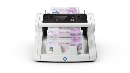 Cash-up quickly. The Safescan 2210 accurately counts the quantity of sorted banknotes for all currencies while simultaneously verifying them on up to two security features. Perfect for when you are in a time crunch. Thanks to its intuitive design, optimised display, and automated features, your cash counting will be easier than ever before.Always check the validity of your banknotes. The Safescan 2210 verifies banknotes on up to two security features including ultraviolet ink and size. It can even detect banknotes that are larger or smaller than the first note, so you can easily sort out any deviating denominations and double notes to ensure the most accurate results. When the Safescan 2210 encounters a suspected counterfeit of the differently sized banknote, it will stop and present an audio and visual alarm to notify you. Simply remove the last banknote from the stacker and press start to resume counting.Thanks to its large display and intuitive user interface, you can easily operate the Safescan 2210 and navigate between its features. Use the add feature to automatically add up the number of notes counted across different runs and use the batch function to create equal stacks of banknotes. Just choose the preferred feature and let the 2210 do all the work.Once you have finished counting the first denomination, the Safescan 2210 will show you the total number of banknotes. Simply continue counting the rest of your denominations until you have counted all your banknotes, and add the results to your administrations. It's that easy!Package includes:Safescan 2210 G2 Bank note counter, Power cable, User manual, Cleaning & service kit, Dust cover.