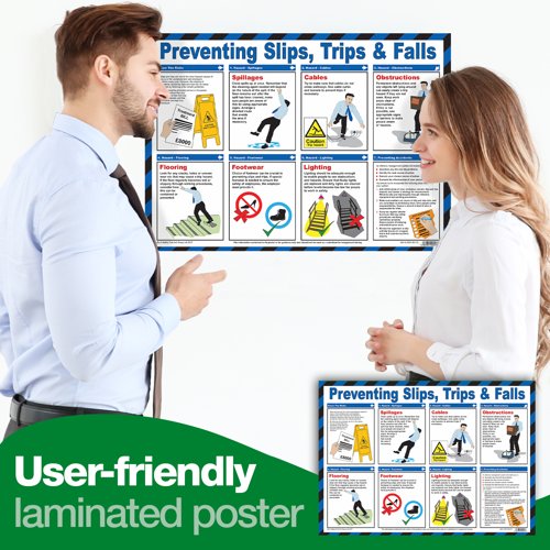 Preventing Slips Trips & Falls Laminated Guidance Poster - A614