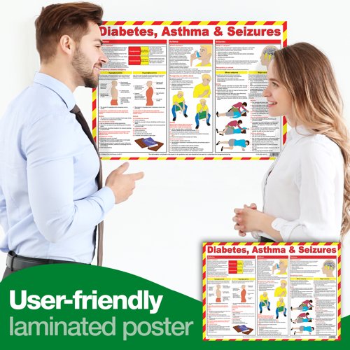First Aid for Diabetes Asthma & Seizures Poster A2 (Laminated)
