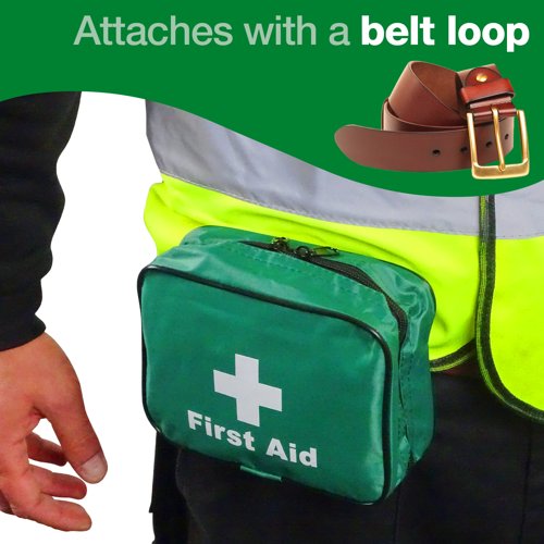 Double Zip Belt Loop Pouch Nylon Green Empty