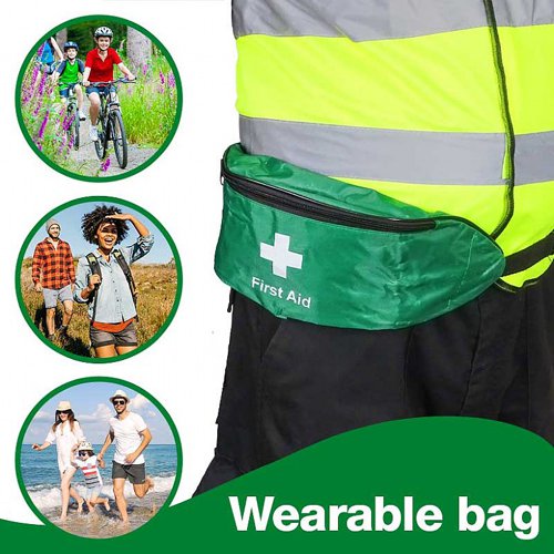 First Aid Bum Bag Nylon, Green, Empty