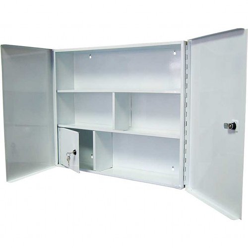 Metal First Aid Cabinet Double Doors, Single Depth