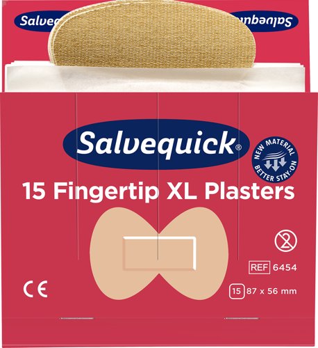 Salvequick XL Fingertip Fabric 6454 Plaster Refill (6x15pc)