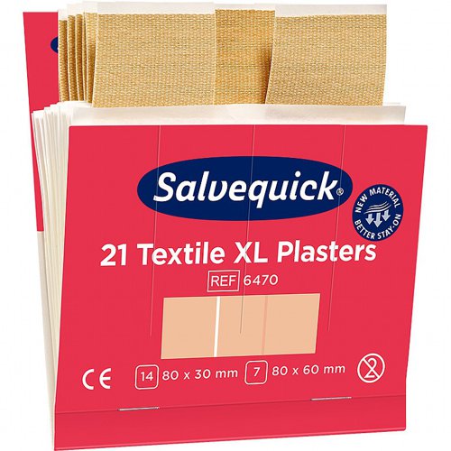 Salvequick Fabric XL Plaster, refill 6470 (6 x 21pc)