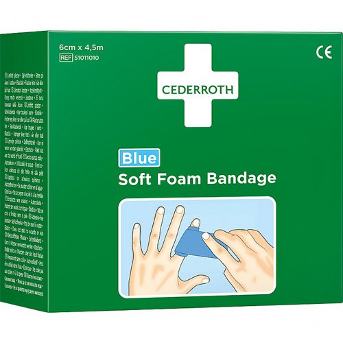 Cederroth Soft Foam Bandage, Blue 4.5m x 6cm