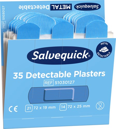 Salvequick Blue Detectable 51030127,PlasterRefill,6x35pc