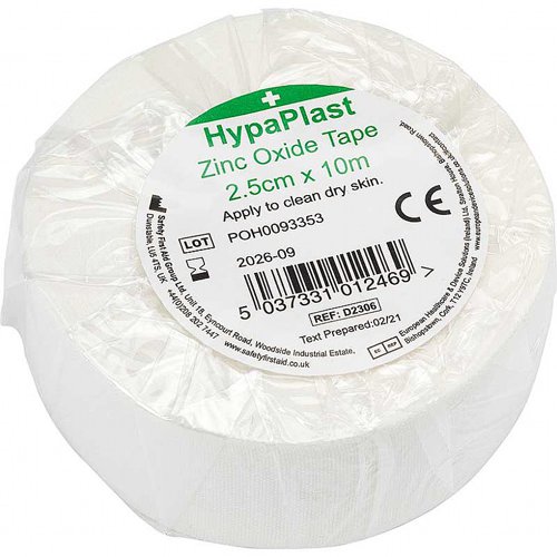 HypaPlast Zinc Oxide Tape MD 2.5cm x 10m Single