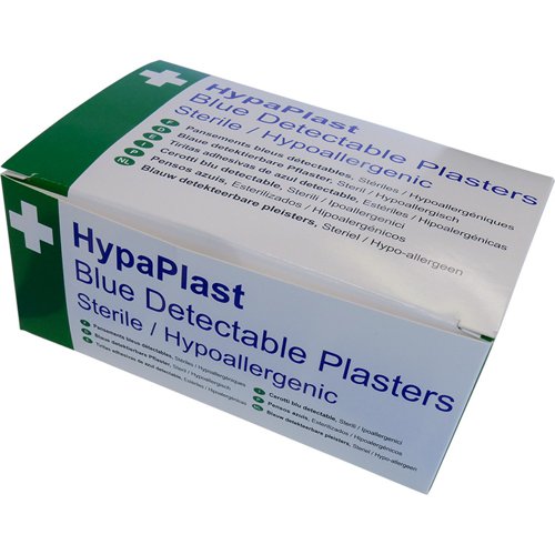 HypaPlast Blue MetalDetectable Plasters,FingerExtension, PK40