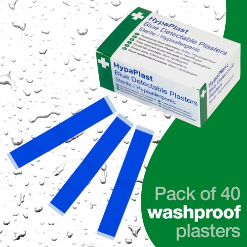 HypaPlast Blue Metal Det. Pl. PK40 Plasters,FingerExtension PK40