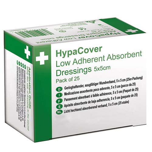 HypaCover Low Adherent Absorbent Dressing, 5 x 5cm, Pack of 25