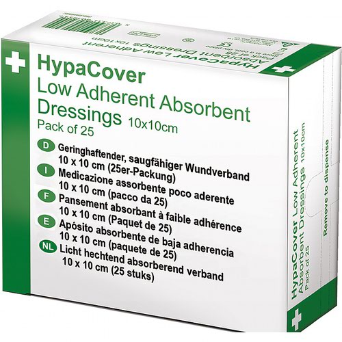 HypaCover Low Adherent Absorbent Dressing, 10 x 10cm, Pack of 25