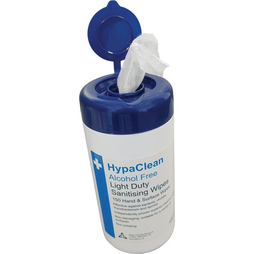 HypaClean Sanitising Wipes 150 sheet tub, Alcohol-Free