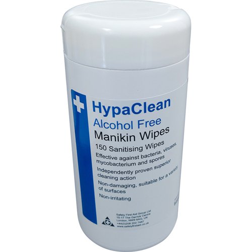 HypaClean Manikin Wipes Tub of 150 Sheets, 130x130mm