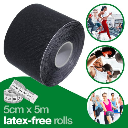 HypaPlast Kinesiol. Tape Black 5cm x 5m