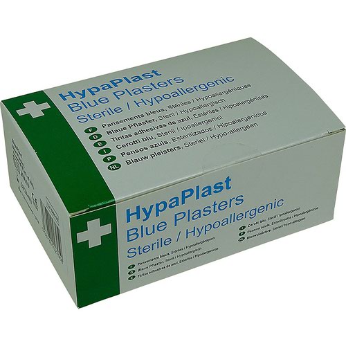 HypaPlast Blue Visually Detectable Plasters, 7.2 x 2.5cm, Pack of 100