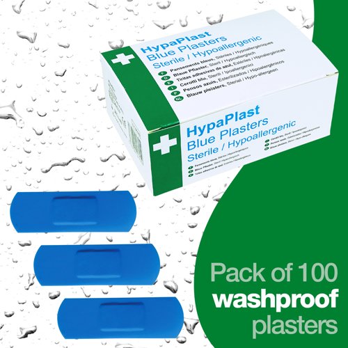 HypaPlast Blue Vis. Det. Plast. 100 Blue Plasters WasHypaPlastroof PK100