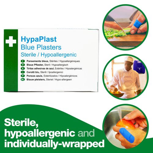 HypaPlast Blue Vis. Det. Plast. 100 Blue Plasters WasHypaPlastroof PK100