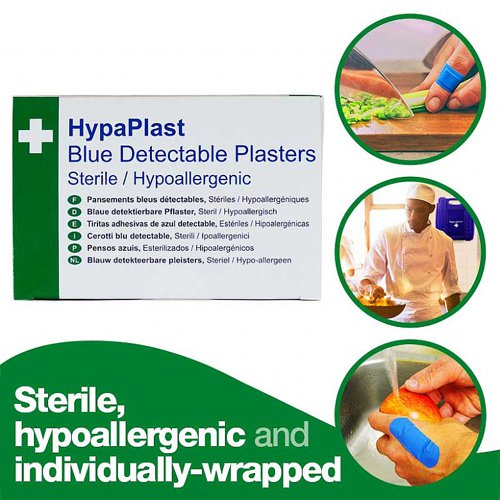 HypaPlast Blue MetalDetectable Plasters, Washproof, PK100