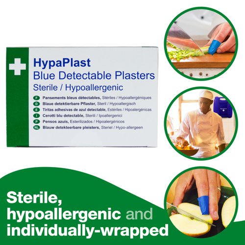 HypaPlast Blue Metal Det. Pl. 100 Fingertip Plasters PK100
