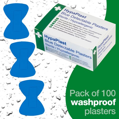 HypaPlast Blue Metal Det. Pl. 100 Fingertip Plasters PK100