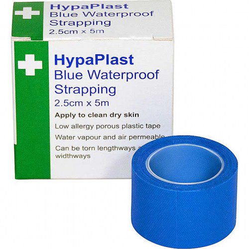 HypaPlast Blue Waterproof Strapping Tape, PK12, 2.5cmx5m