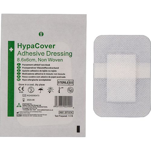 HypaCover Adhesive Dressing Medium 8.6cm x 6cm Non Woven (Pack 25) - D7137 13698FA