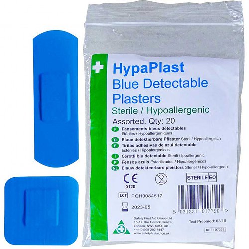 HypaPlast Blue MetalDetectable Plasters, Assorted PK20
