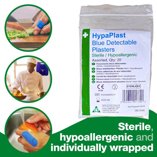 HypaPlast Blue Metal Det. Pl. 20 As. Plasters Assorted PK20