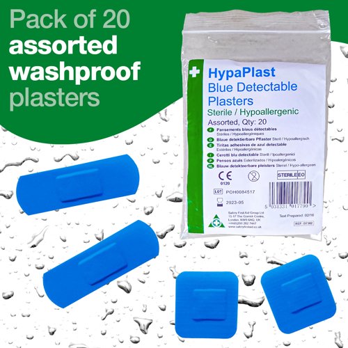 HypaPlast Blue Metal Det. Pl. 20 As. Plasters Assorted PK20