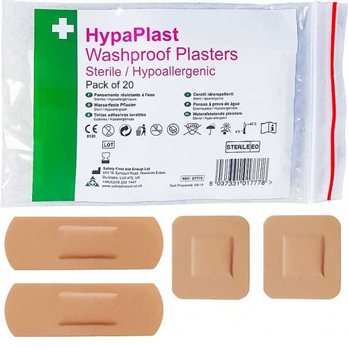 HypaPlast Pink Washproof Plasters, Assorted PK20
