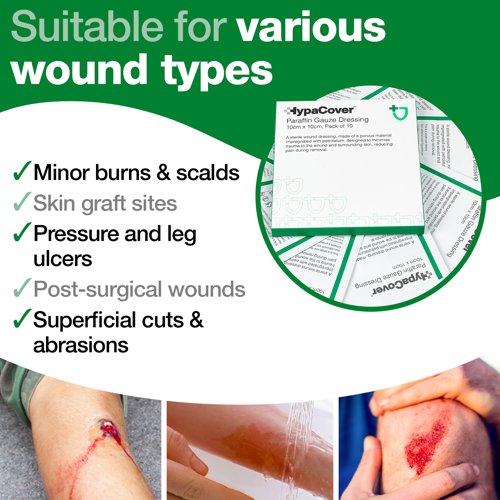HypaCover Paraffin Gauze Dressing - 10 Pack 10cm x 10cm