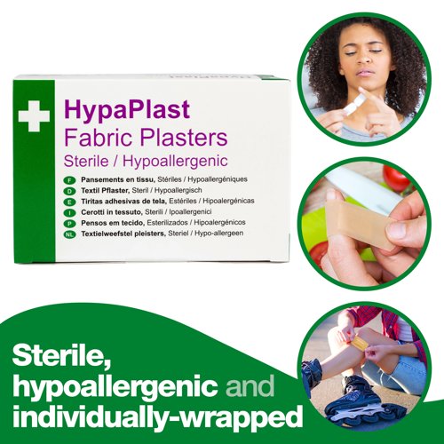 HypaPlast Fabric Plasters 100 Sterile 7.2cm x 2.5cm PK100
