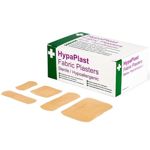 HypaPlast Fabric Plasters Sterile and HypoAllergenic Assorted Sizes (Pack 100) - D8010