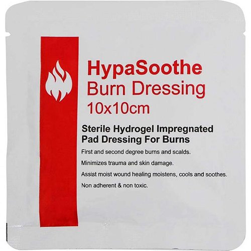 Sterile gel-soaked burn dressings for minor burns and scalds