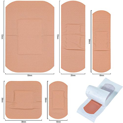 11290FA - HypaPlast Pink Washproof Plasters Sterile and HypoAllergenic Assorted Sizes (Pack 100) - D9010
