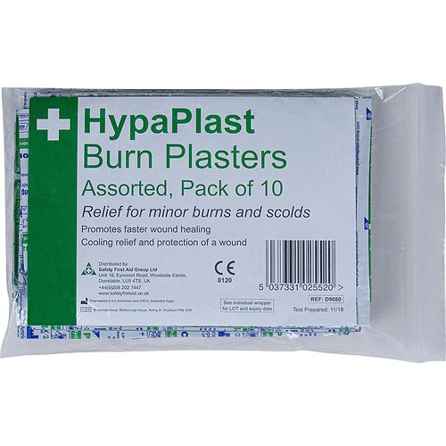 HypaPlast Burn Plasters, Sterile, Assorted, Pack of 10