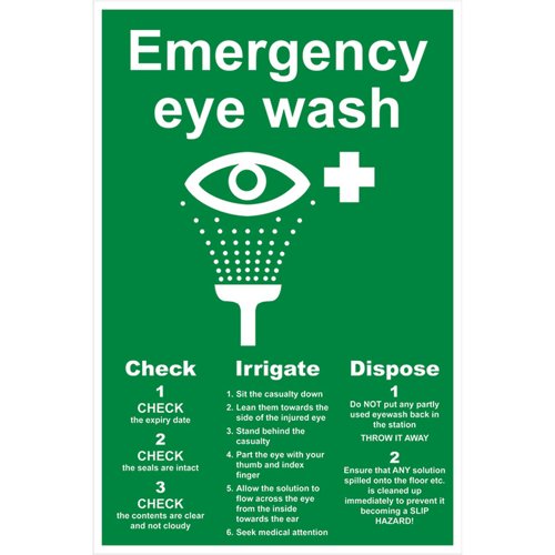 Emergency Eye Wash Sign Vinyl 20cm x 30cm