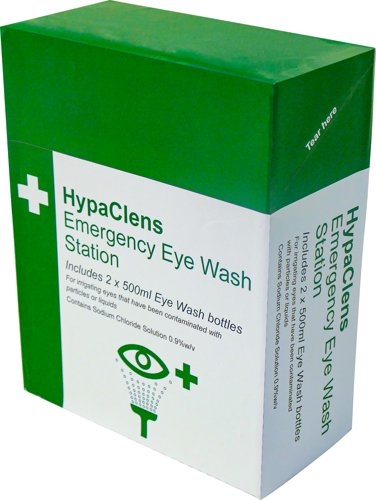 HypaClens Emergency Eye Wash Station Value With 2 x Eyewash Bottles 500ml - E5201